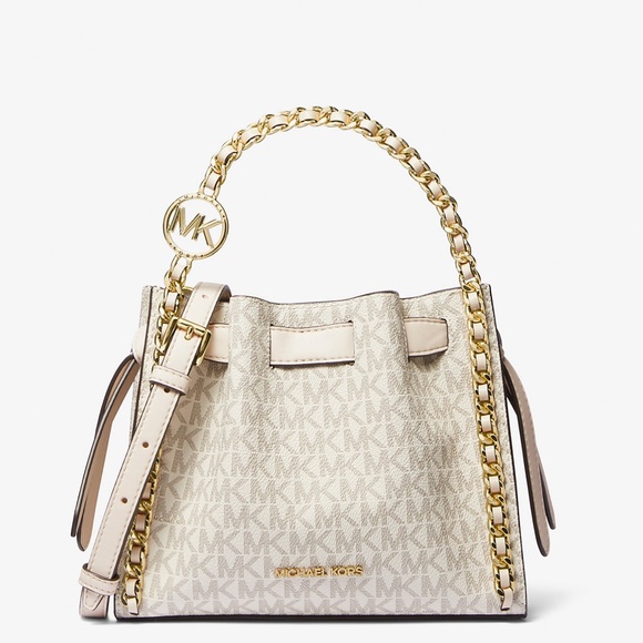 Michael Kors Handbags - MICHAEL KORS
Mina Small Signature Logo Chain Crossbody Bag
Light Cream 
NWT